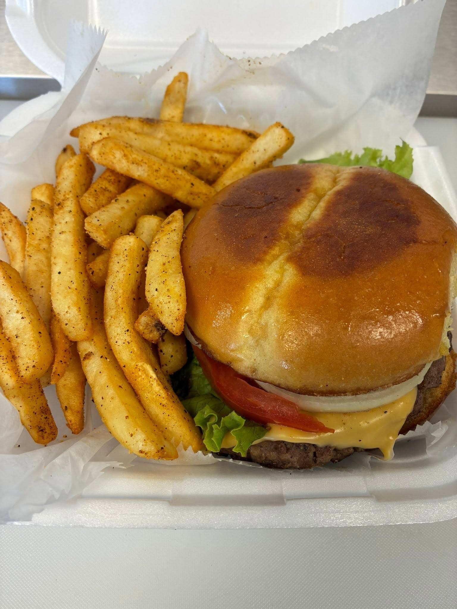 Cheeseburger with a side of fries